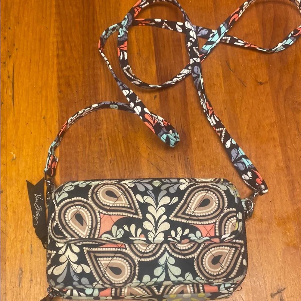 Vera Bradley Brown and Cream Crossbody Bag with Quilted Design